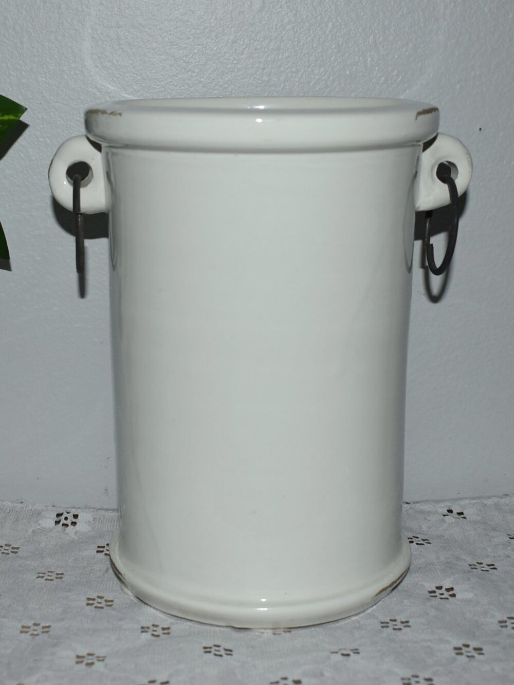 Vintage Pottery Barn Italian Ceramic Crock Wine Chiller Kitchen Utensil Holder